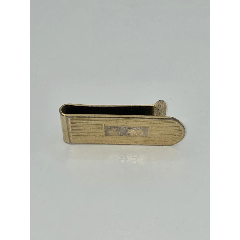 Vintage Gold Tone Money Clip Engraved Initial BS Retro Minimalist‎
